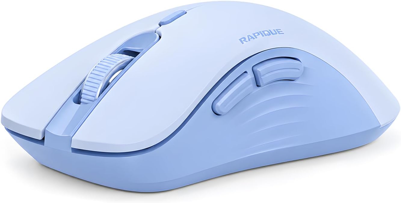 RAPIQUE Bluetooth Wireless Mouse, Dual Bluetooth & 2.4 GHz, Gradient Red | Quiet Clicks, Right-Hand Ergonomic 6 Button, Adjustable DPI, AA Battery, 3-Device Switching for Laptop, PC, Tablet, MacBook
