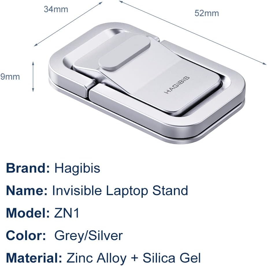Hagibis Adjustable Laptop Stand for Desk - Portable Laptop Riser, Ergonomic Aluminum Cooling Pad for MacBook Pro Air, Tablet (Silver)