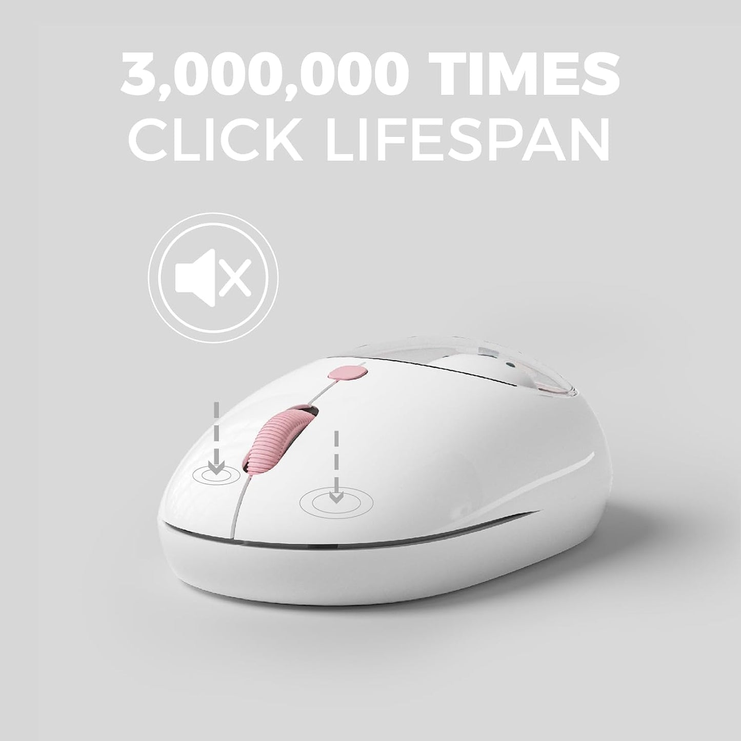 MIPOW×Miffy Bluetooth Wireless Mouse, Compact Portable for Laptops &amp; Tablets. Smooth Tracking, Works with Windows &amp; MacOS, Pale Pink