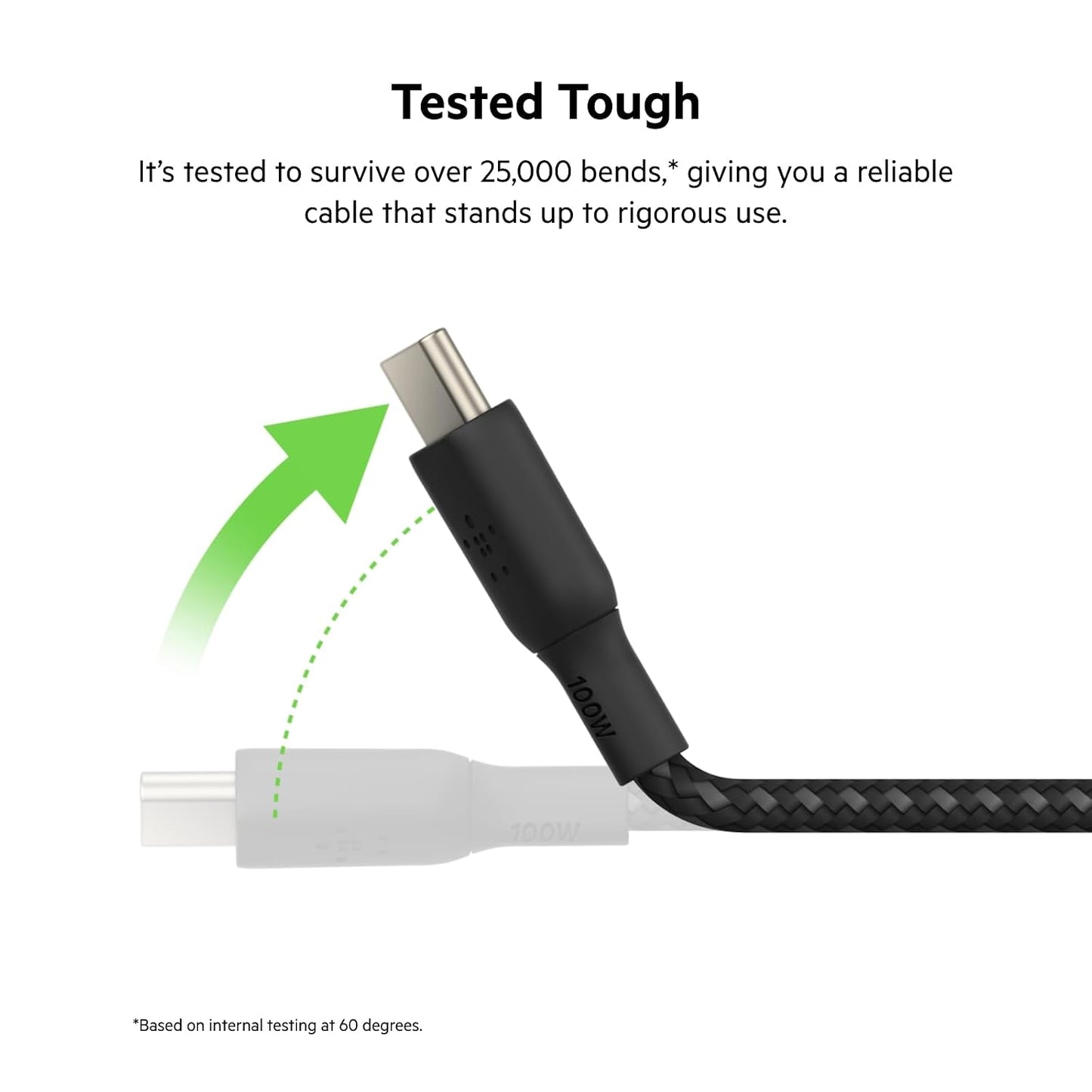 Belkin USB C to C 100W Braided Cable, 6.6ft, iPhone Charger Cord | 100W USB-C Power Delivery, iPhone 17/16, Samsung Galaxy S25, Pixel 10, AirPods, iPad Pro, MacBook, Nintendo Switch 2, travel