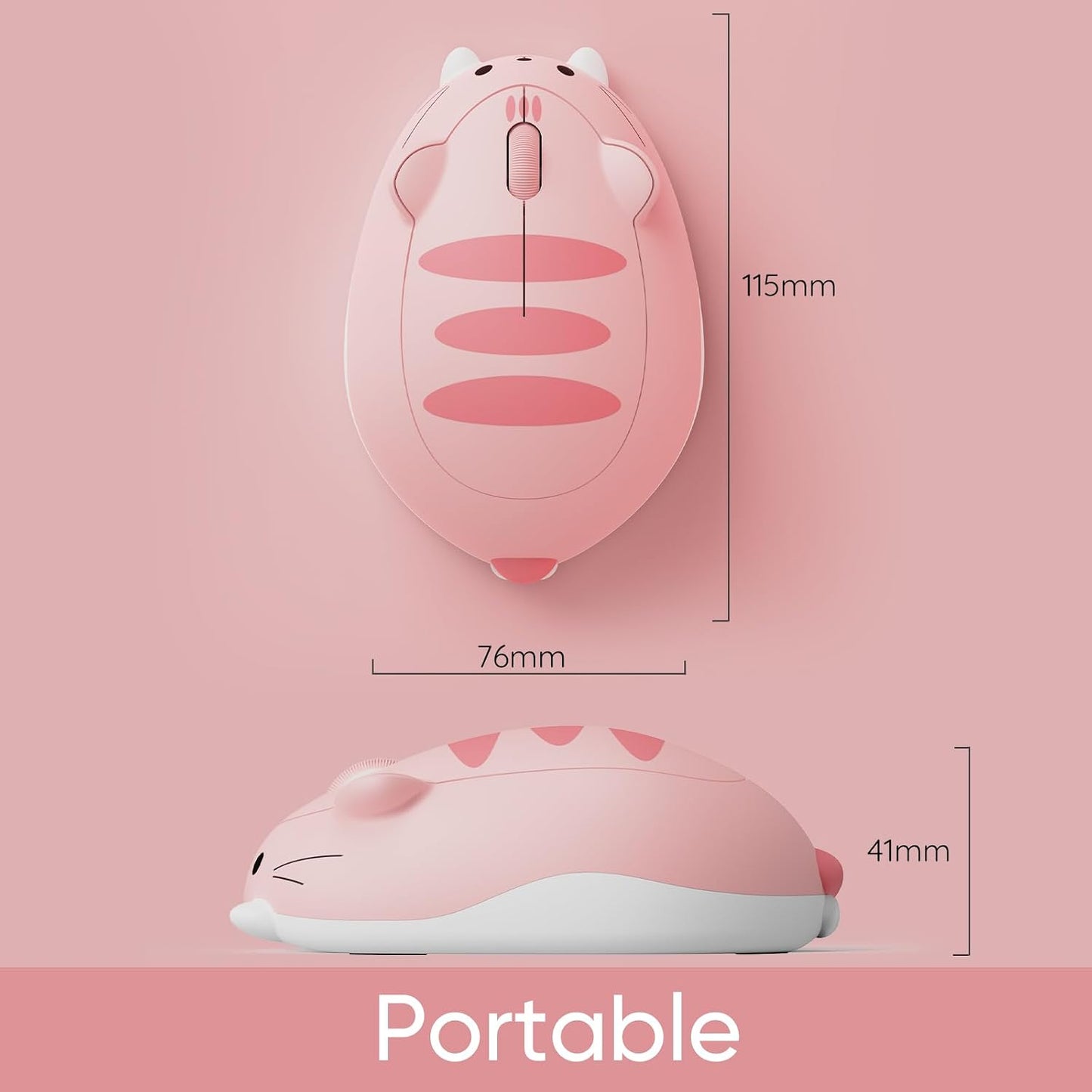Akko Cat Theme Wireless Gaming Mouse Pink, Tri-Mode Mouse BT3.0/BT5.0/2.4G, Cute Optical Cordless Cartoon Mice for Computer/Laptop/Desktop/PC, Compatible with Mac/Win (Pink Angie)
