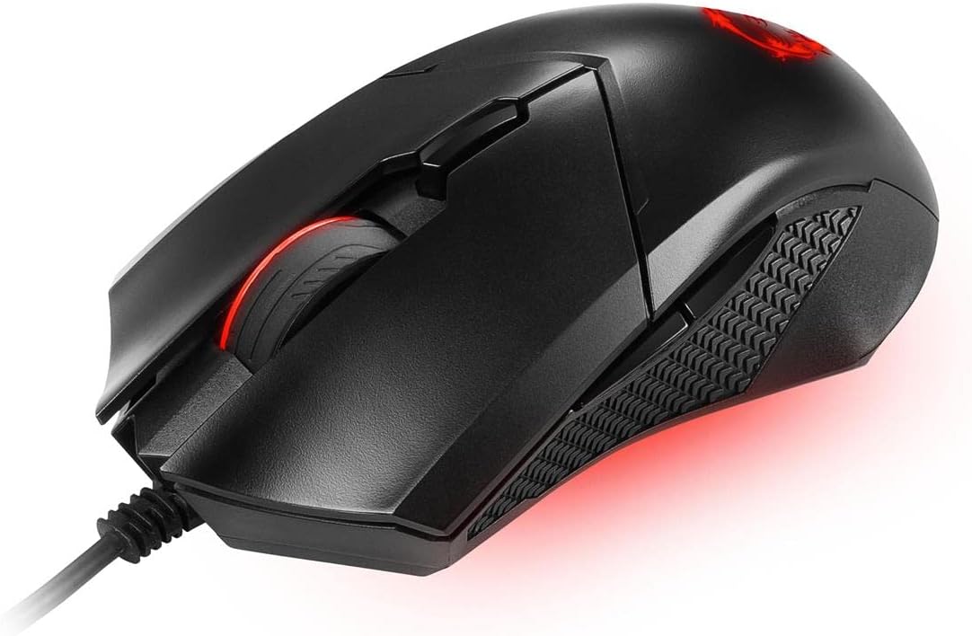 msi Clutch GM08 Gaming Mouse, 4200 DPI, Optical Sensor, 3 Adjustable Weights, Red LED Lighting, Symmetrical Design