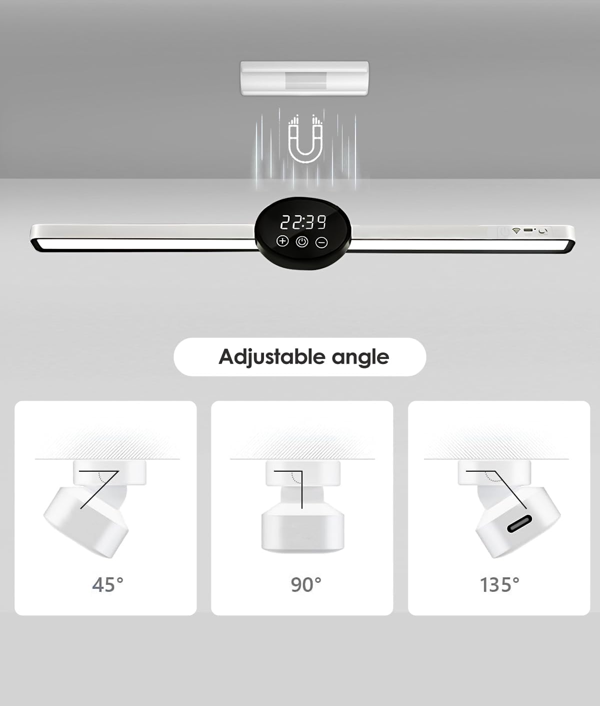 BY-J 21.6" Dimmable Mirror Lights,3 Colors Adjustable Wall Light with Led Light Bar,1800mAh Rechargeable Battery Makeup Light, Magnetic Light Bar for Cabinet,Kitchen,Closet,Bedside,Desk