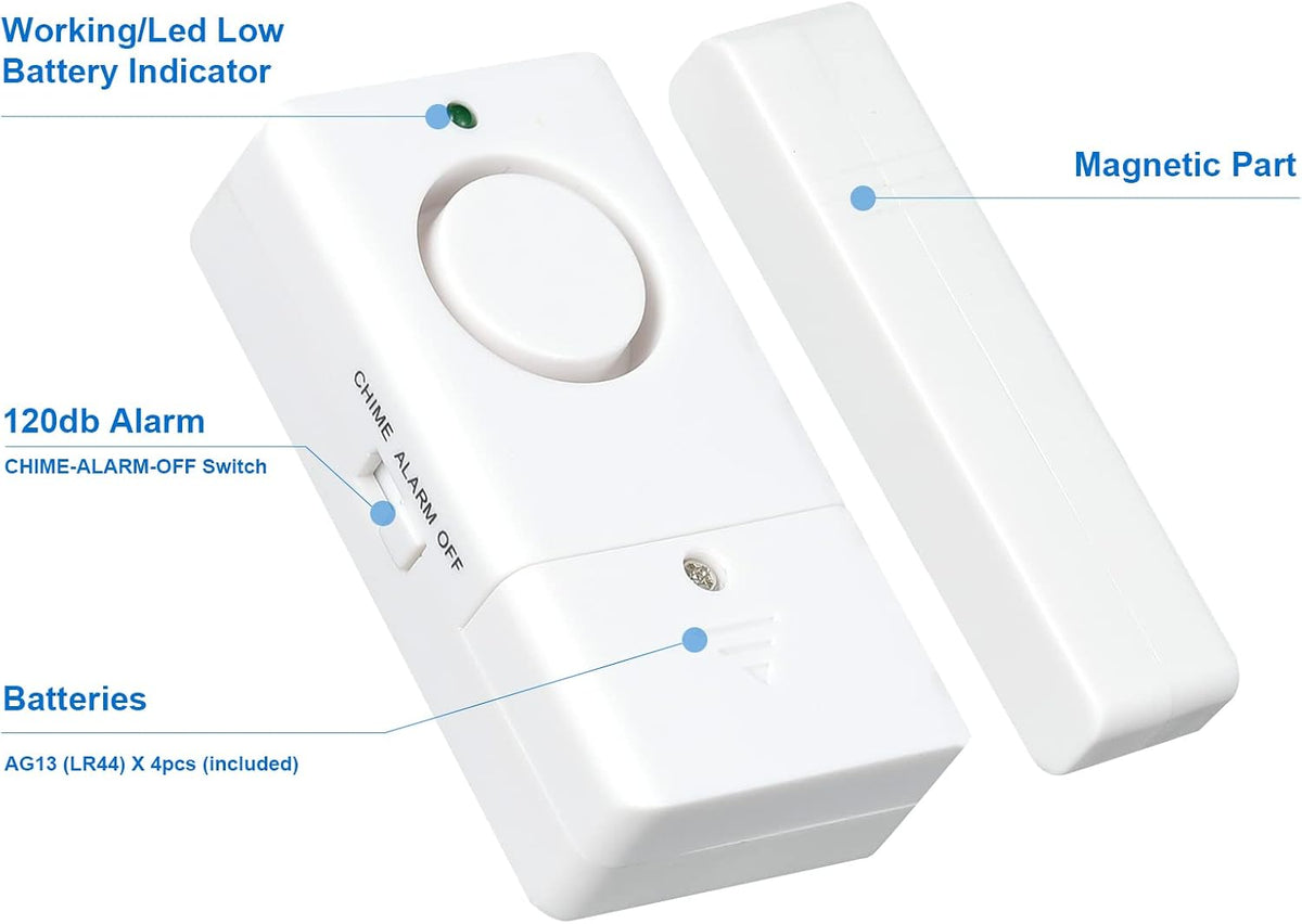 Door Alarm Sensor, Alarm for Doors When Opening, 120DB Window Door Alarm, Door Alarms for Kids Safety, 4 Pack Pool Alarms for Doors Entry Sensor Burglar Alert for Home Security Kids