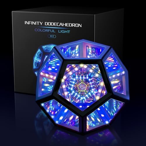 MITO Infinity Mirror Light Dodecahedron, RGBW Cube Light Decor for Gaming | Music sync RGBW audio visualizer, 258 Dynamic effects, APP controlled, Multi-scene decor, Portable, Birthday Christmas Gift