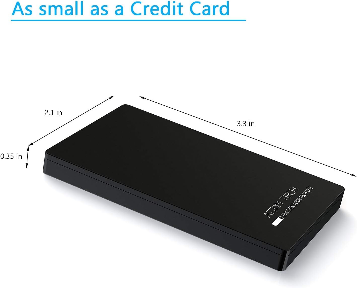 Portable Charger Power Bank 3000mAh Slim Dual USB Travel Black | Pocket Sized 2.2oz Light Design Charges Two Devices Simultaneously With FCC Safety Certified Circuit Protection