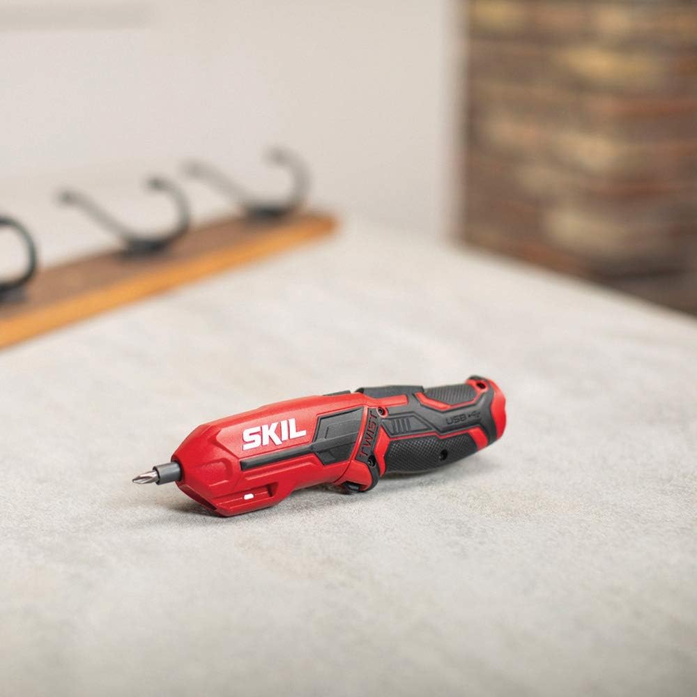 SKIL 4V Pivot Grip Rechargeable Cordless Screwdriver, Includes 9pcs Bit, 1pc Bit Holder, USB Charging Cable - SD561802
