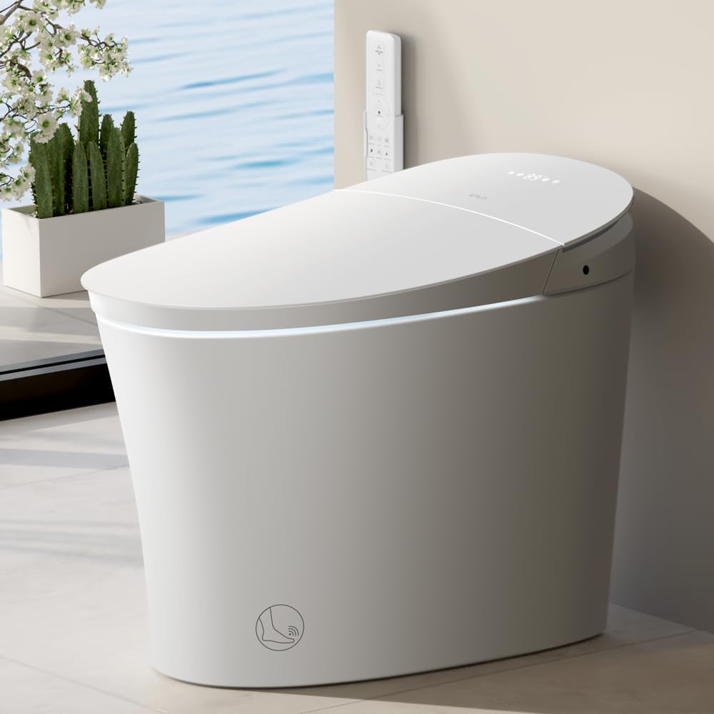EPLO Smart Toilet Bidet with Tank,Foam Shield,1000g MaP Powerful Flush,Blackout Flush,Dual Auto Flush,Heated Seat,Air Dryer,Modern Elongated Japanese One Piece Bidet for Small Bathrooms E18