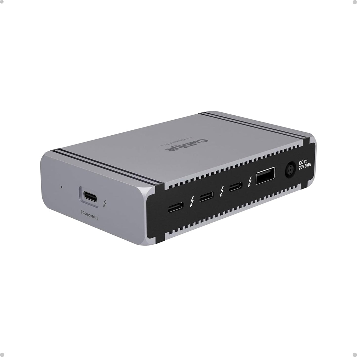 CalDigit E5 - Thunderbolt 5 Element 5 Hub - 9 Ports, 4 x Thunderbolt 5/USB4 v2, 3 x USB-A & 2 x USB-C 10Gb/s, Single 8K, Dual 6K/8K, or Two 4K@240Hz Displays, 90W Charging, 0.8m Cable 180W PSU