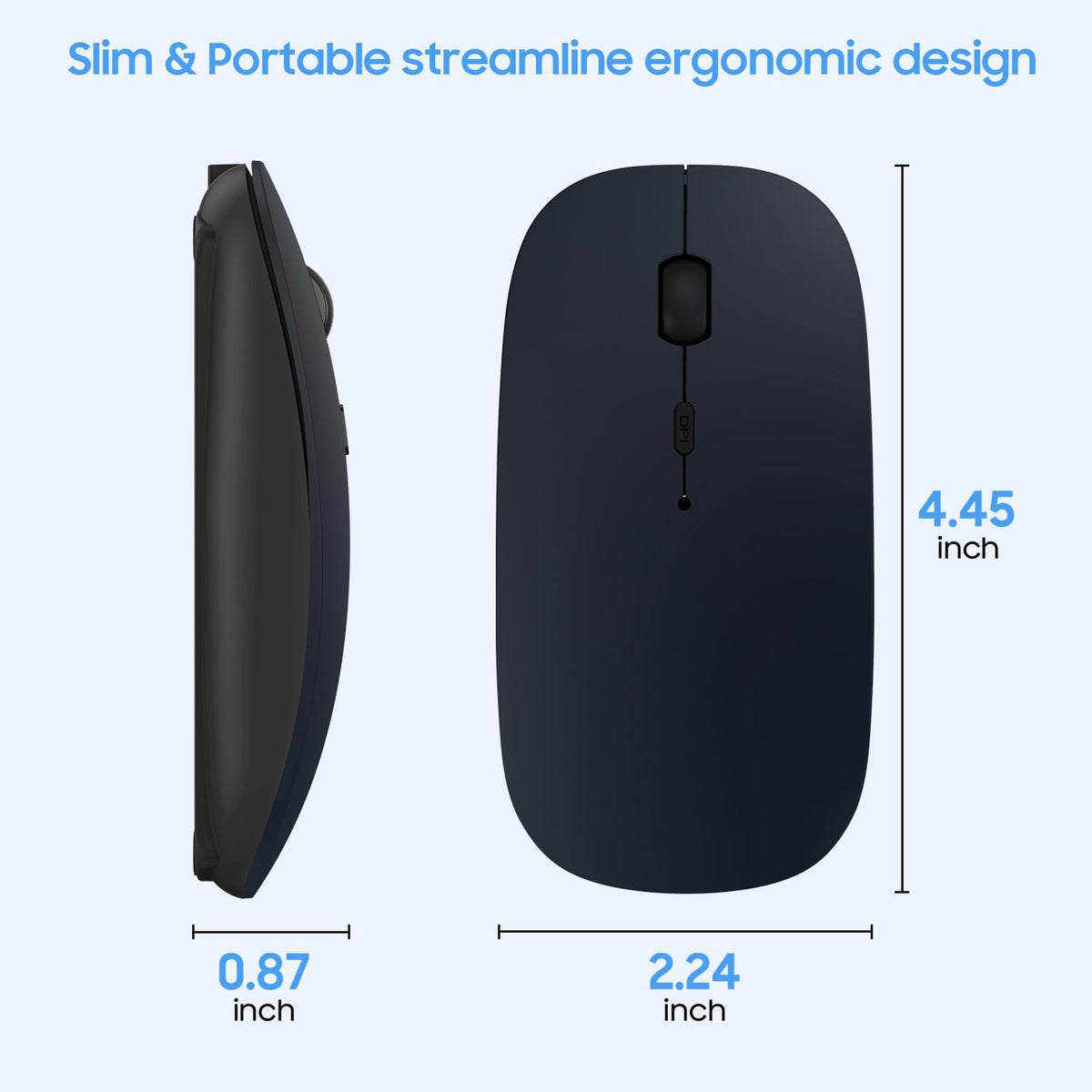 SUNGI Bluetooth Mouse for Laptop/MacBook/iPad/Android PC,Rechargable Quiet Slim Wireless Mouse with Jiggler for Windows/Linux/Tablet,Black