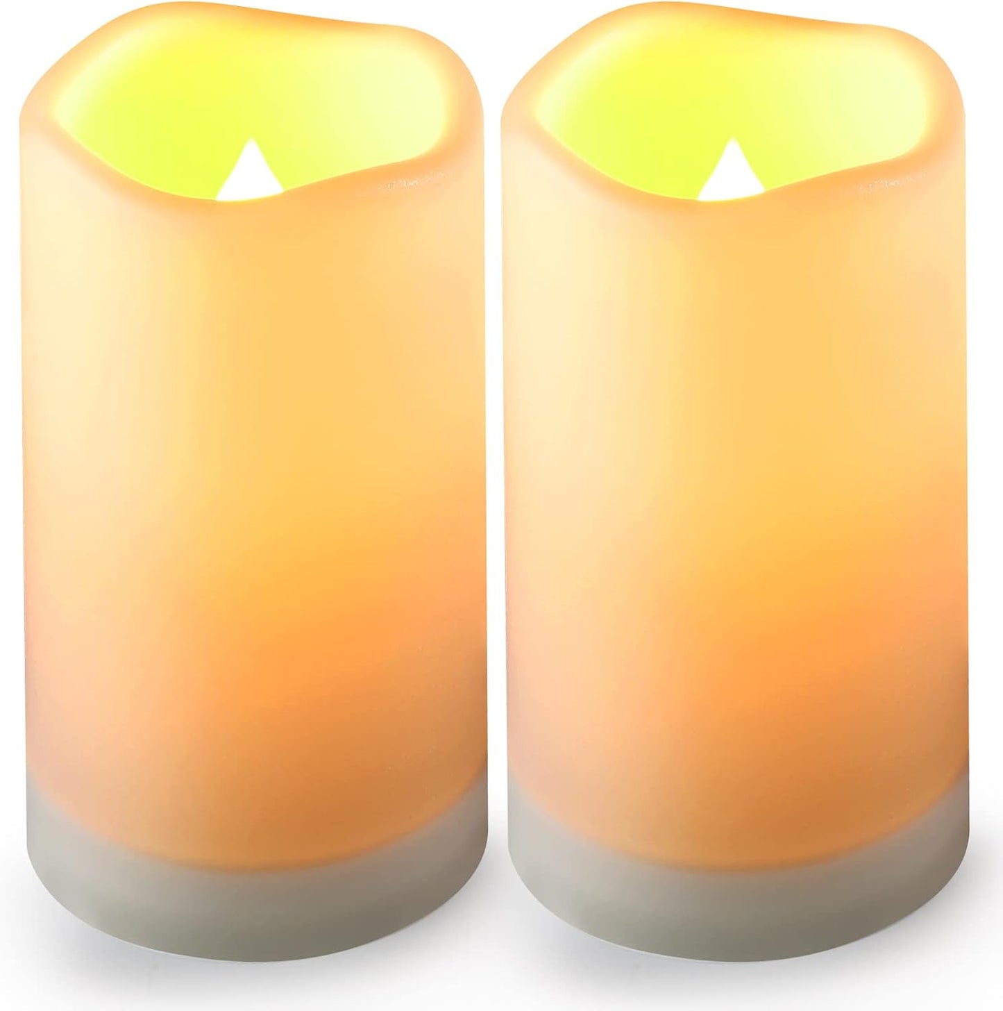 YOROXRG Solar flameless Candles Outdoor Waterproof,Dusk to Dawn Outdoor Lighting, Flickering fameless Reusable LED Light Candles for Lantern Garden Camping and Home Decor, 3D Wick (3"X6") Set of 2