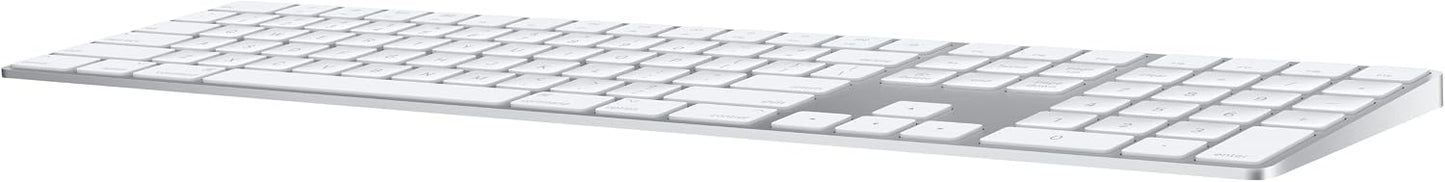 Apple Magic Keyboard with Numeric Keypad: Wireless, Bluetooth, Rechargeable. Works with Mac, iPad, or iPhone; US English - White | USB-C Magic Keyboard with numeric keypad and scissor mechanism for scrolling, gaming and finance