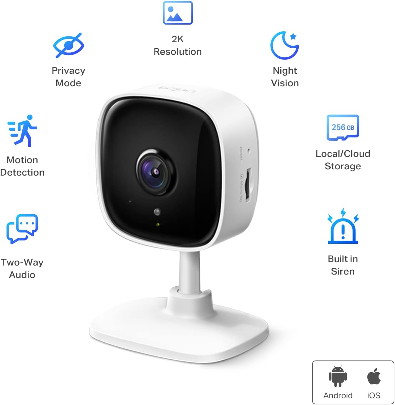 Tapo 2K Indoor Security Camera for Baby Monitor, Dog Camera w/Motion Detection, 2-Way Audio Siren, Night Vision, Cloud & SD Card Storage(Up to 512GB), Works w/Alexa & Google Assistant C110