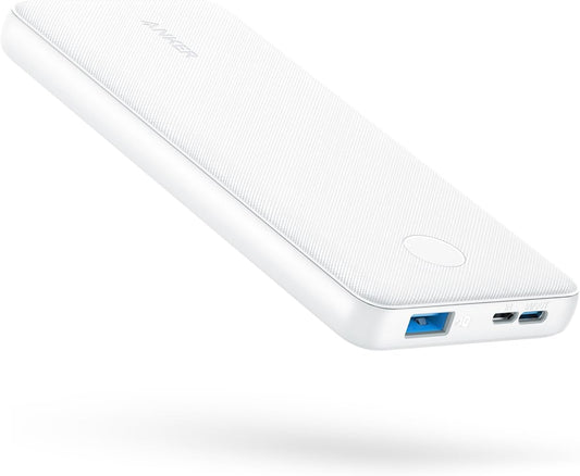 Anker Power Bank, 10,000mAh Portable Charger, PowerIQ USB-C Battery Pack | 5V / 3A High-Speed Charging, for iPhone, iPad, and More, Ultra-Compact Travel-Ready Design (White)