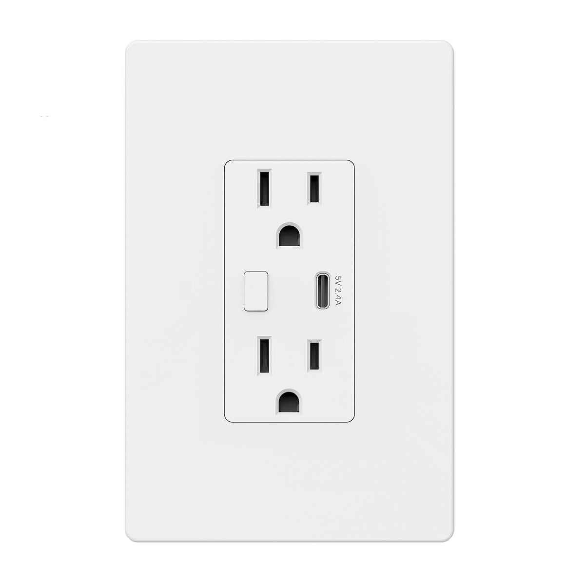 BN-LINK Smart Electrical Outlet with 2 Controlled Plugs and Type-C Charging, in-Wall Smart Wi-Fi Outlet with Voice and APP Remote Control, Compatible with Alexa and Google Assistant, 2.4GHz Wi-Fi Only