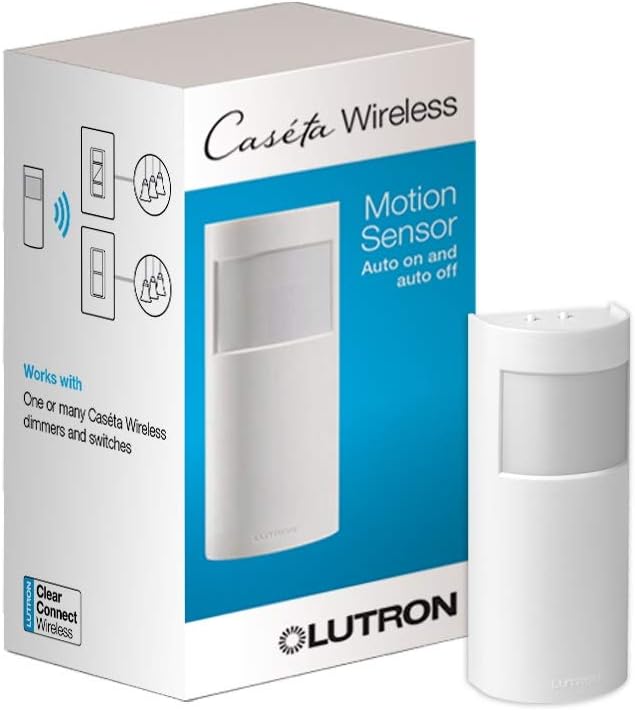 Lutron Caseta Smart Lighting Auto On/Off Motion Sensor, Lutron Motion Sensor for Dimmers, Switches, and Fan Controls, No Wires Required, PD-OSENS-WH, White