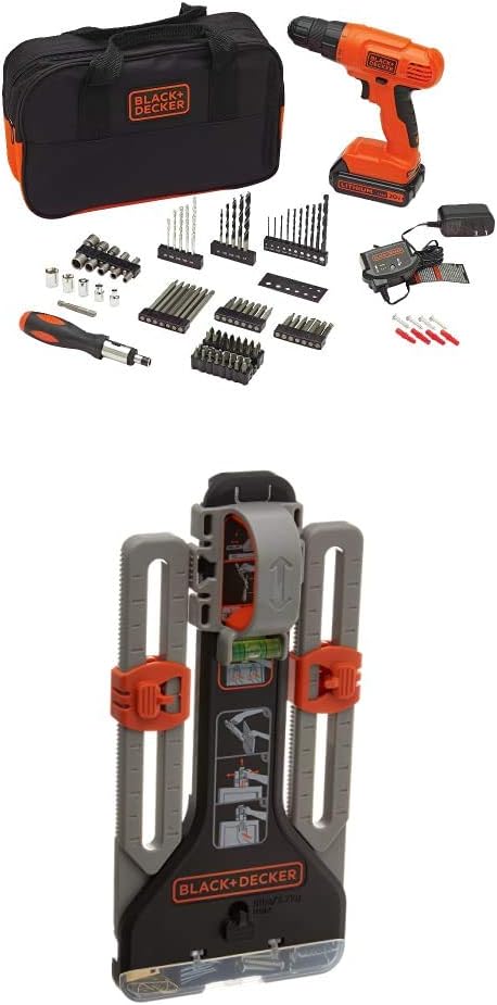 BLACK+DECKER 20V MAX* POWERCONNECT Cordless Drill Driver Kit with Drill Bit Set and Sockets, 100 pc. Tool Kit for Home, Battery and Charger Included, Orange (BDC120VA100)