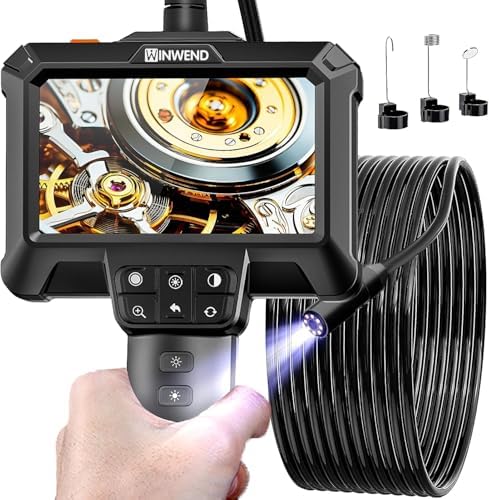 WINWEND Endoscope Camera with Light for Drain,Pipe,Plumbing Mechanic Tools | 8 Adjustable LED, 4.3" LCD Screen,HD 1080P Borescope with 16.5ft Semi-Rigid Cord For Automotive Wall Inspection,Gifts for Men