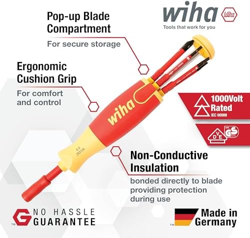 Wiha 28393 7 Piece Insulated SlimLine Ultra-Driver Blade Set Slotted, Phillips | Slotted, Phillips