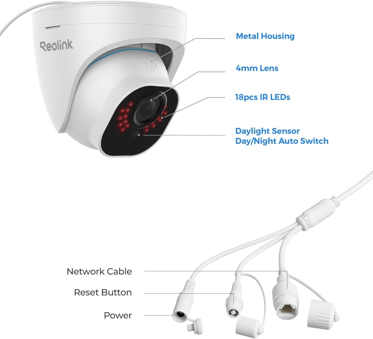 REOLINK RLC-820A 4K PoE Security Camera, Wired Outdoor Dome Surveillance | 100ft IR Night Vision, Human/Vehicle/Animal Smart Detection, Timelapse, Works with Smart Home, up to 512GB SD Card