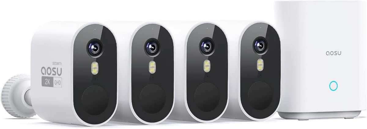 aosu 2K QHD Battery Security Cameras Wireless Outdoor System, 4-Cam-Kit
