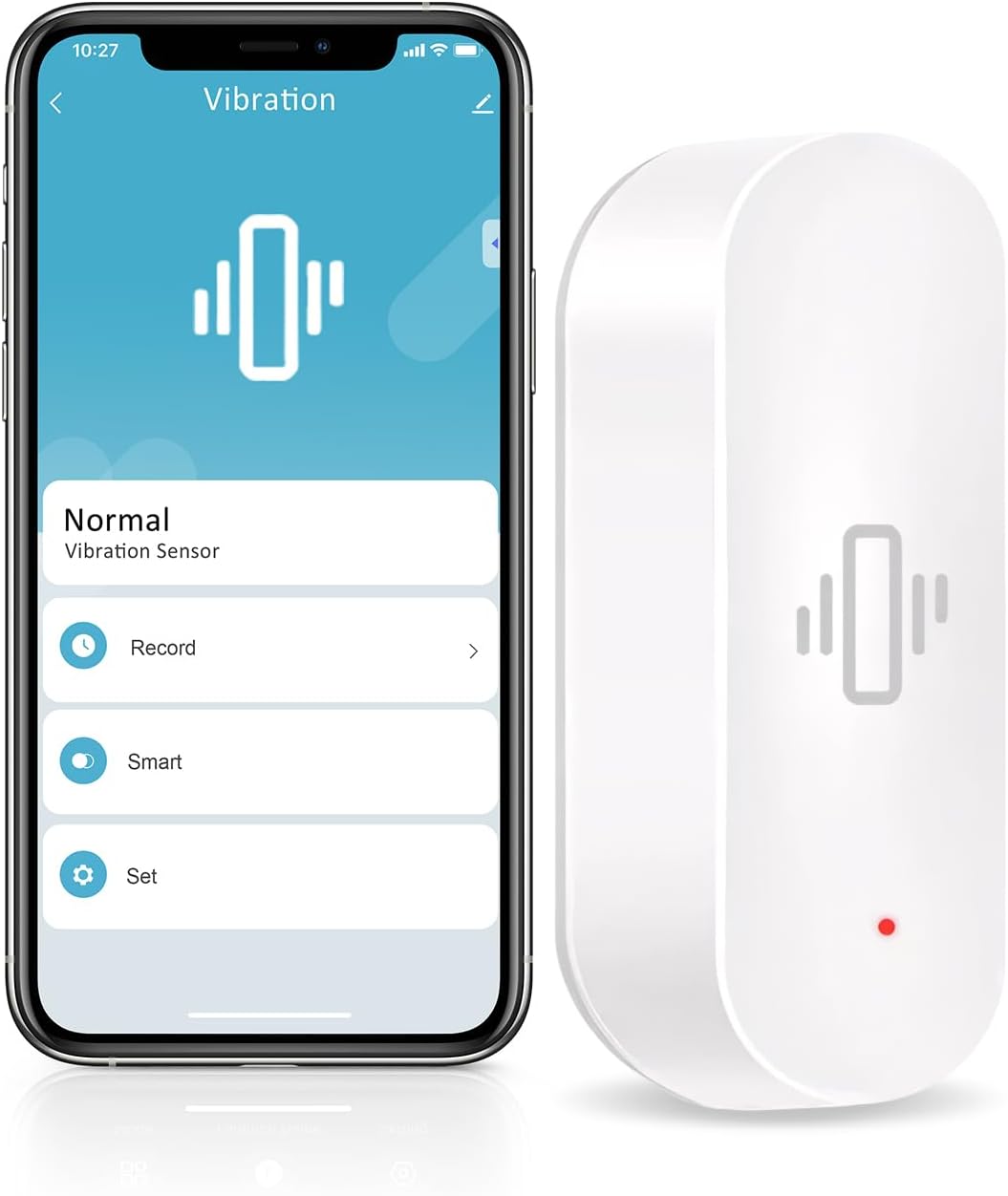 WiFi Vibration Sensor, Smart Window Alarm Sensors, Tuya APP Remotely Receives Notifications with Adjustable Sensitivity, for Window Security Door Alarm Home Assistant