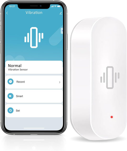 WiFi Vibration Sensor, Smart Window Alarm Sensors, Tuya APP Remotely Receives Notifications with Adjustable Sensitivity, for Window Security Door Alarm Home Assistant