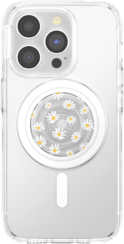 PopSockets Phone Grip for MagSafe, Magnetic Holder, Phone Stand, Daisy - Translucent He Loves Me Not