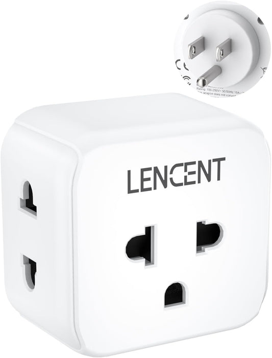 LENCENT EU to US Plug Adapter, European to USA Outlet Adaptor | Travel from Europe to American Outlet, 3-Sided Outlet Extender, Wall Tap, Mini Charger Box, Travel Plug Converter