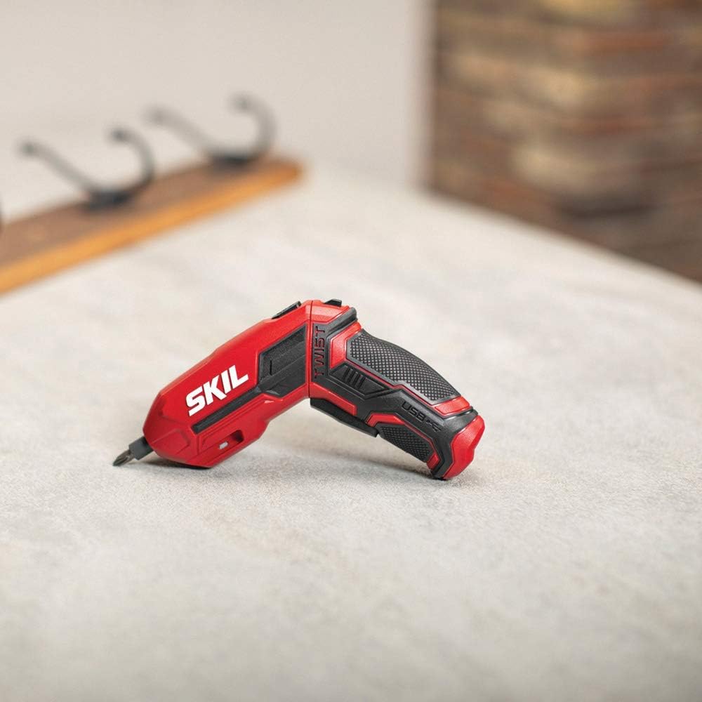 SKIL 4V Pivot Grip Rechargeable Cordless Screwdriver, Includes 9pcs Bit, 1pc Bit Holder, USB Charging Cable - SD561802