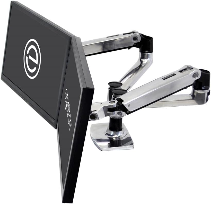 Ergotron – LX Dual Monitor Arm, VESA Desk Mount – for 2 Monitors Up to 27 Inches, 7 to 20 lbs Each – White