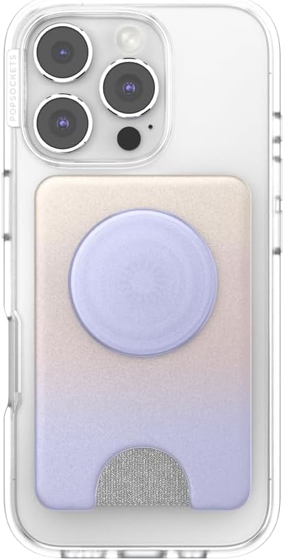 PopSockets Phone Wallet for MagSafe, Phone Card Holder with Grip, Cute - Metallic Morning Haze