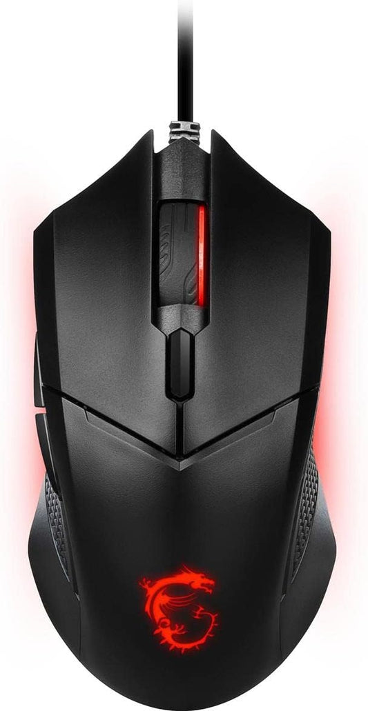 msi Clutch GM08 Gaming Mouse, 4200 DPI, Optical Sensor, 3 Adjustable Weights, Red LED Lighting, Symmetrical Design