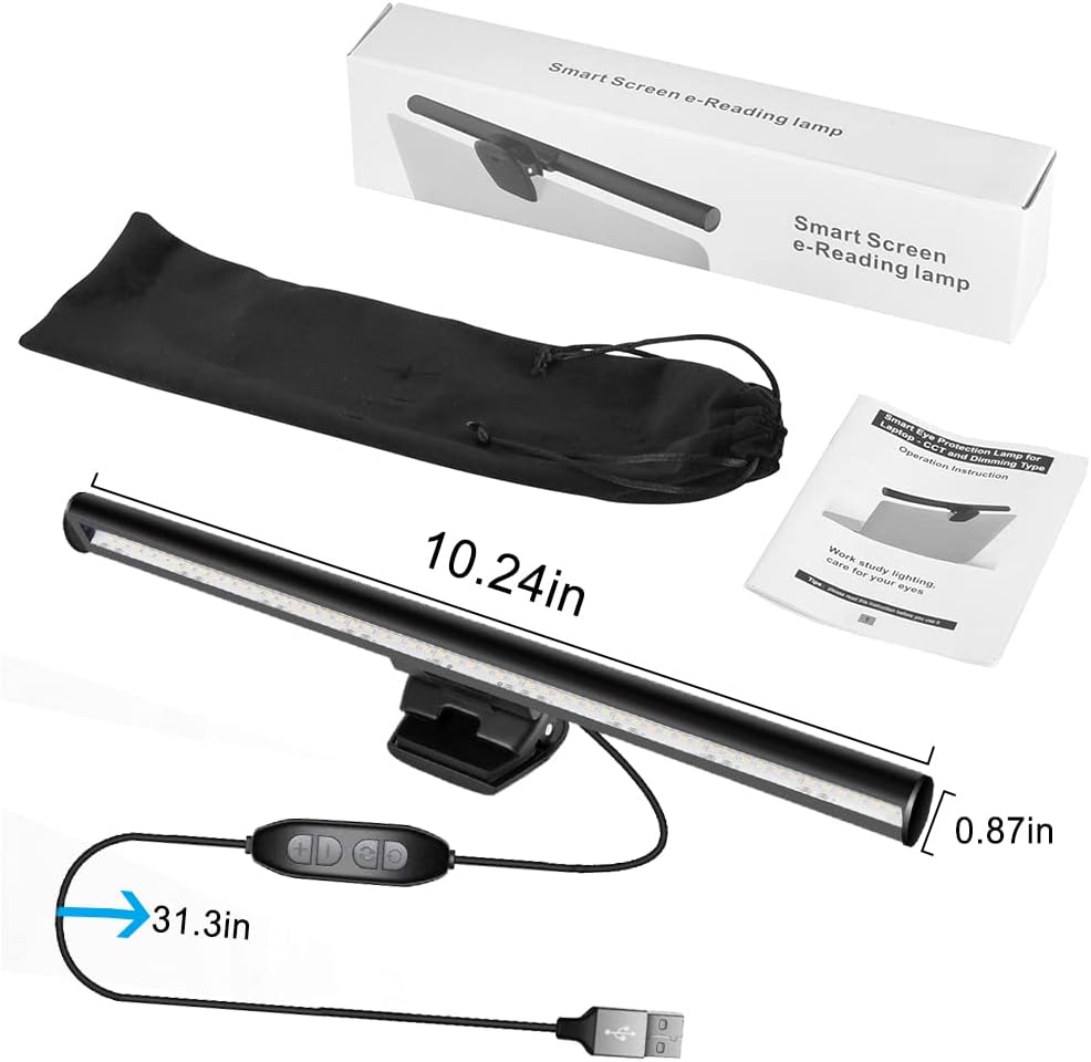 skybess Monitor Lamp Bar for Laptop, USB e-Reading LED Monitor Light Screenbar Task Light for Office/Home, Adjustable Brightness/Color Temperature, No Screen Glare for Eye Protection, Save Space