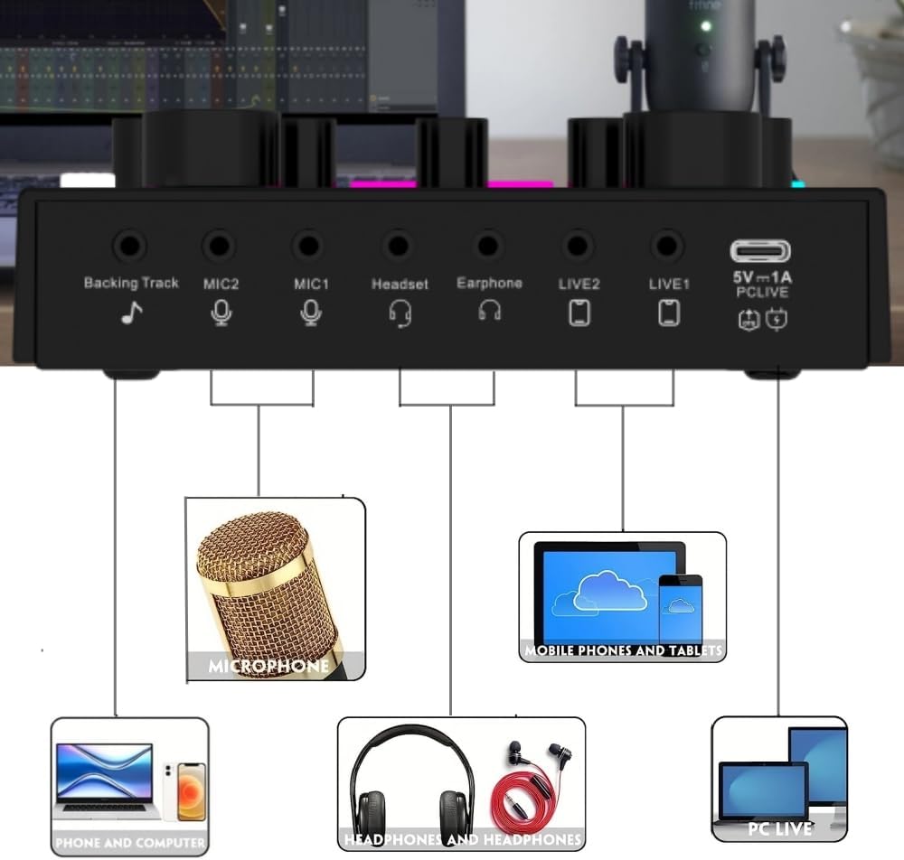 sktome Podcast Equipment Bundle, V8max Voice Changer with Podcast Microphone Bundle - Studio Condenser Microphone Perfect for Podcasting, Recording, Singing, Streaming and Gaming