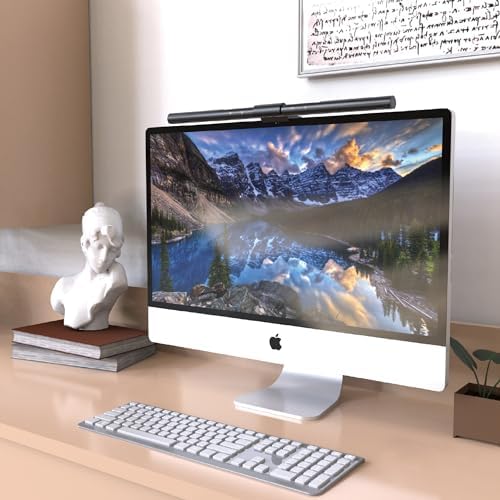 ScreenGlow Pro 15.35' Monitor Lamp: Modern, 3000K~6500K CCT Adjustable, Dimmable, 5W LED, Eye Protection, Space Saving, Includes Mini Remote & USB C Cable, for Laptop, Keyboard, Desktop