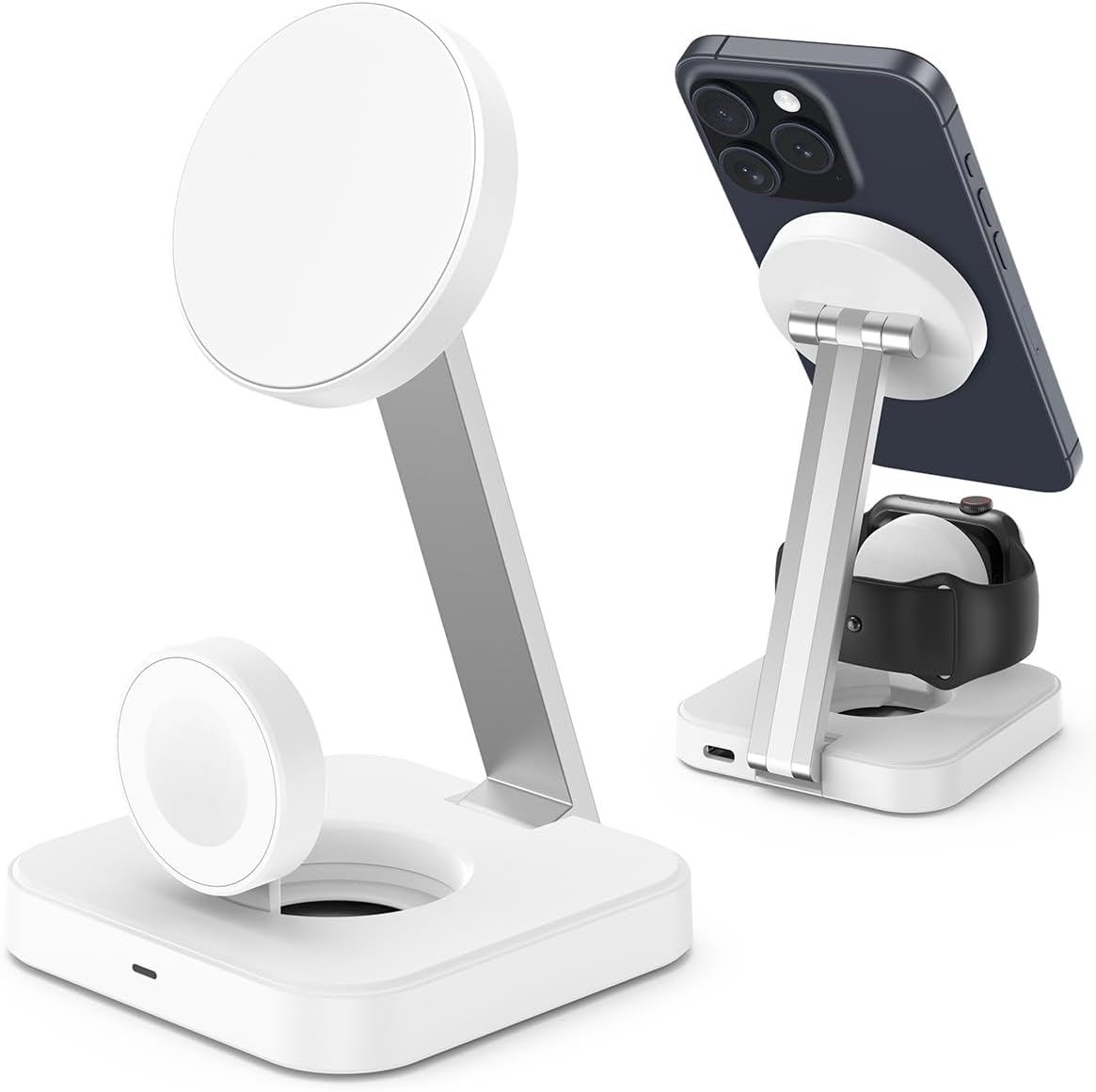 Wireless Charging Station for Magsafe Charger, Wireless Charger for iPhone 17/16/15/14/13 Series/Apple Watch/AirPods Pro, Faster Magnetic Charger Stand, Adjustable Angle Foldable Travel Phone Holder