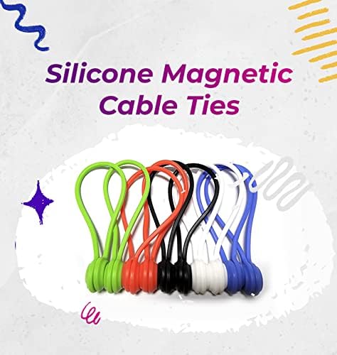 20 Pack Reusable Silicone Magnetic Cable Ties Twist Ties for Home/Office Cord Wrap, Cable Organizer, Magnetic Cord Holder, Cable Organizer Fridge Magnets - Perfect Smart Home Gadgets! 10 COLORS