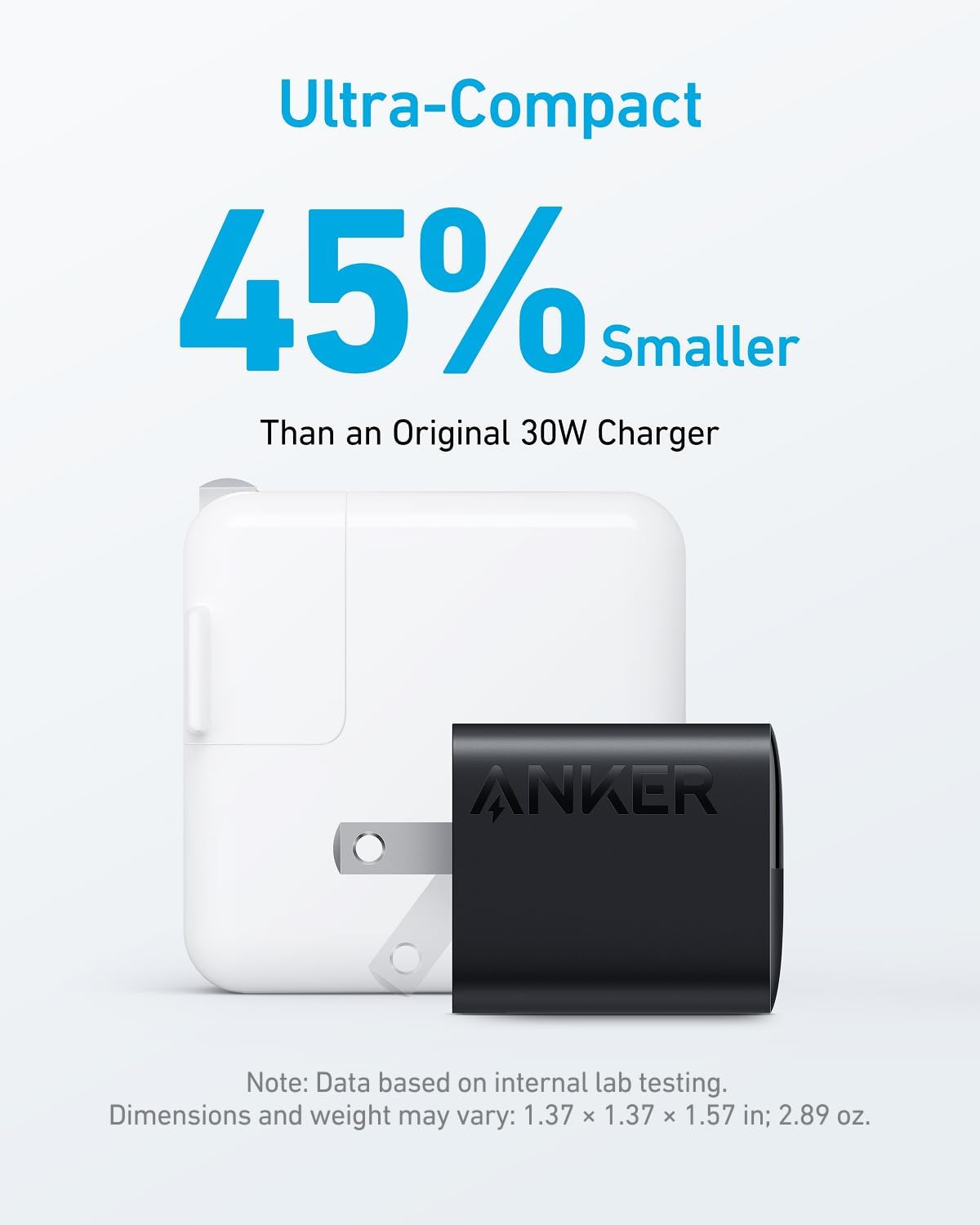 Anker 33W 2-Port Compact USB Charger Block, Foldable Type C Charger | Dual-Port for iPhone 17/16 Series, Galaxy, and More, Travel-Friendly Foldable Plug(Cable Not Included, Black)
