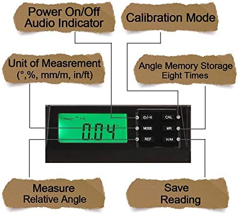 24-Inch Digital Torpedo Level and Protractor | Neodymium Magnets | Bright LCD Display | IP54 Dust/Water Resistant smart level with Carrying Bag