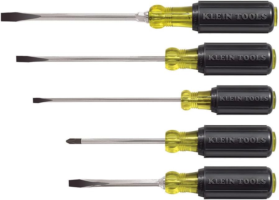 Klein Tools 85076 Screwdriver Set, Made in USA, Slotted and Phillips Screwdrivers with Non-Slip Cushion-Grip Handles and Tip-Ident, 7-Piece
