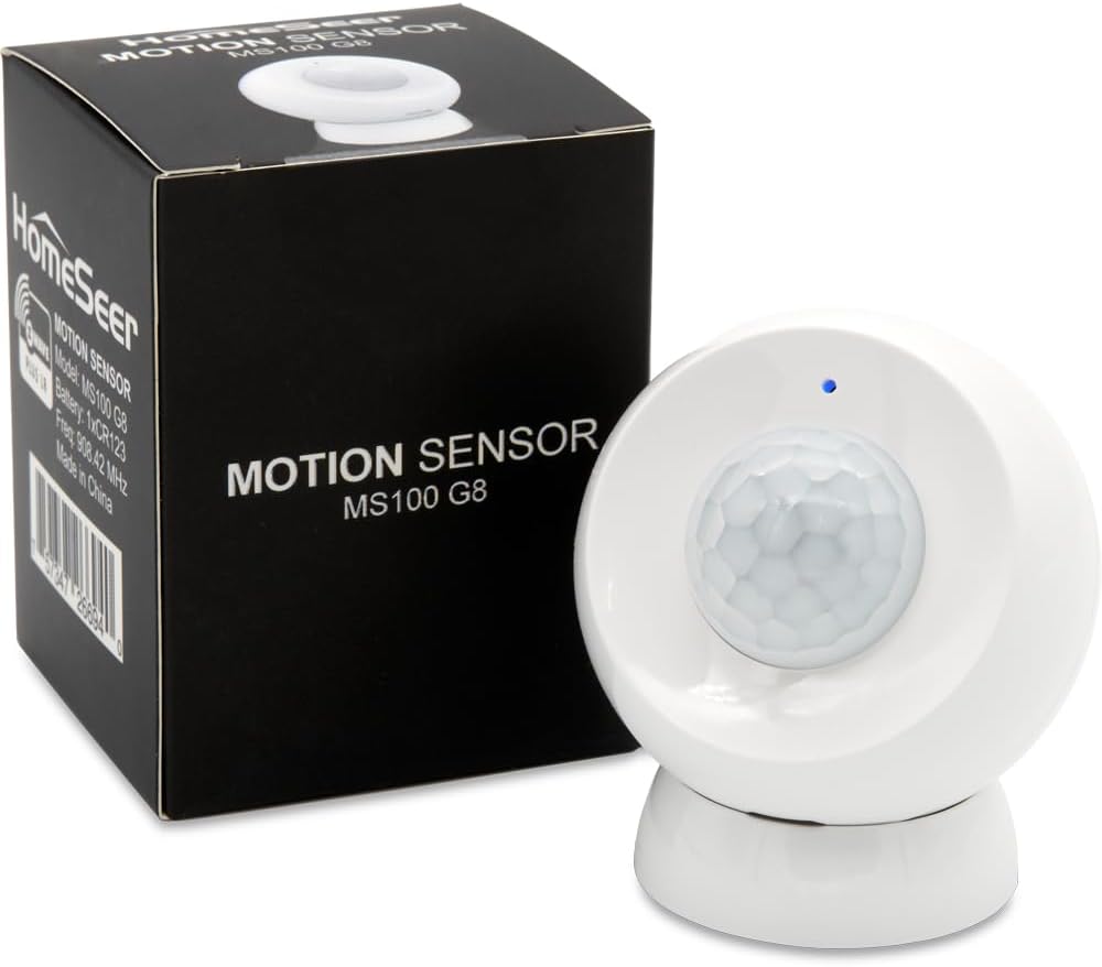 HomeSeer Smart Motion Sensor (MS100 G8), 800 Series Mesh & Long Range Z-Wave Technology, Compatible with HomeSeer, Home Assistant, Hubitat (1-Pack)