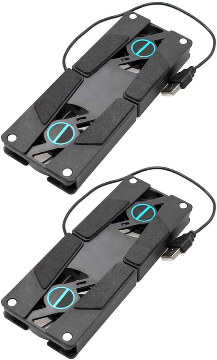 2PCS Laptop Cooler Pad with Dual Fans USB Powered Quiet Cooling Stand Anti-Slip Mat Compatible with All Laptop for Gaming and Work