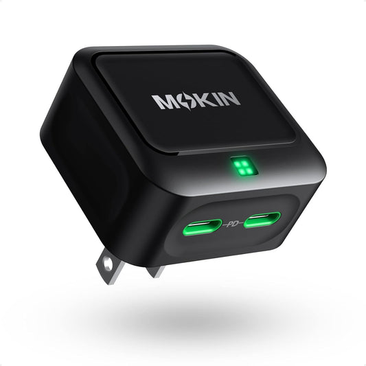 USB C Charger Block 45W, Dual Port Flat Wall Charger Fast Charging Block | Dual Usbc Charger Block GaN+ PD Power Adapter with Foldable Plug Cube for iPhone 17/16/15 Series/iPad/Pixel/Samsung S26/S25