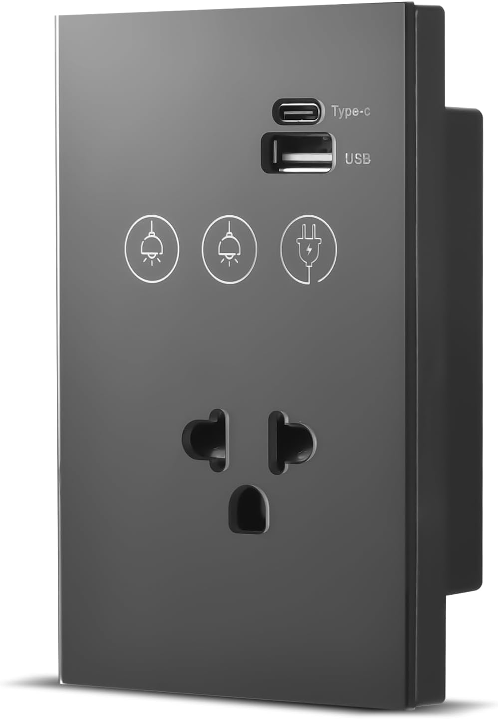 2.4GHz WiFi Light Switch with Type-C USB Power Outlet Neutral Wire Required 2 Way Control Tempered Glass Panel Timing Light Switch APP Voice Remote Control Smart Home Devices