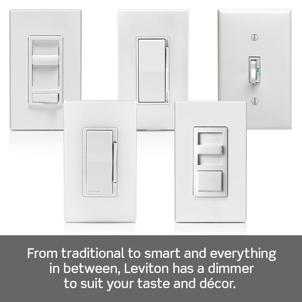 Leviton Table Top Plug in Lamp Dimmer for Dimmable LED, Halogen and Incandescent Bulbs, TBL03-10W, White