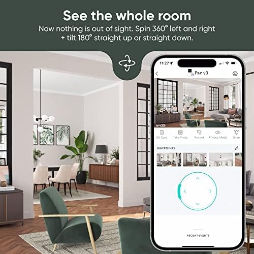 WYZE Cam Pan v3 Indoor/Outdoor IP65-Rated 1080p Pan/Tilt/Zoom Wi-Fi Smart Home Security Camera with Color Night Vision, 2-Way Audio, Compatible with Alexa &amp; Google Assistant, White, 2-Pack (Renewed)