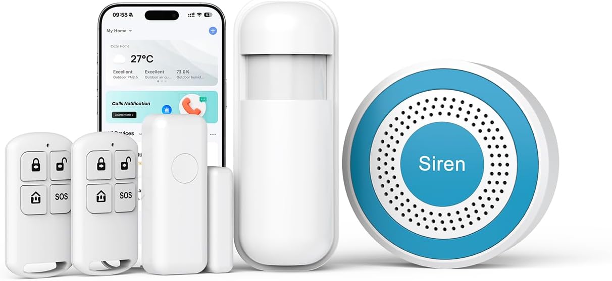 Alarm System for Home Security WiFi+4G,Smart Door/Window Alarm Systems Kit with Instant App Alerts NO Monthly Fees,Compatible with Alexa and Google,Smart Life or Tuya for Apartment,Kids Safety