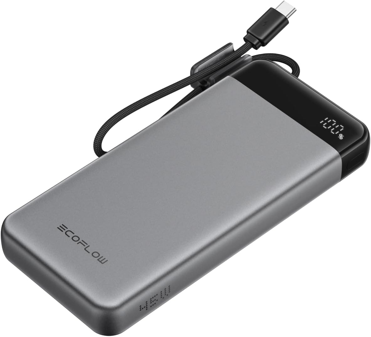 EF ECOFLOW Rapid 20000mAh Power Bank, 45W Max Fast Charging,Portable Phone Charger Built in USB C Cable and USB-C&A Port Digital Display Battery Bank for iPhone 17/16/15 Series, Samsung S23 ipad 11