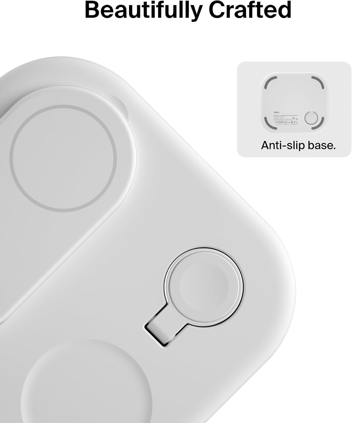 Belkin Qi2 Magnetic Wireless Charging Station, 3 in 1 Foldable Charger | MagSafe compatible, Apple Watch, AirPods, Qi2 certified, wireless charging station, travel stand